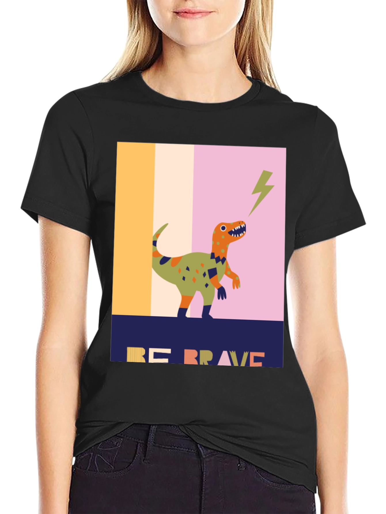 Be Brave Dinosaur Graphic Tee - Unique Design