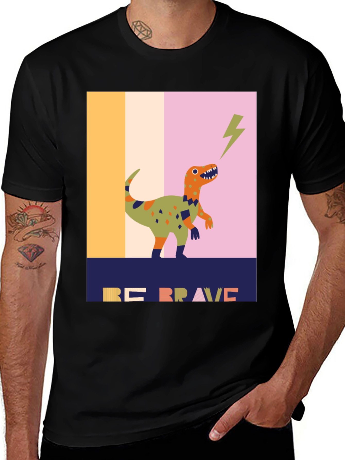 Be Brave Dinosaur Graphic Tee - Unique Design