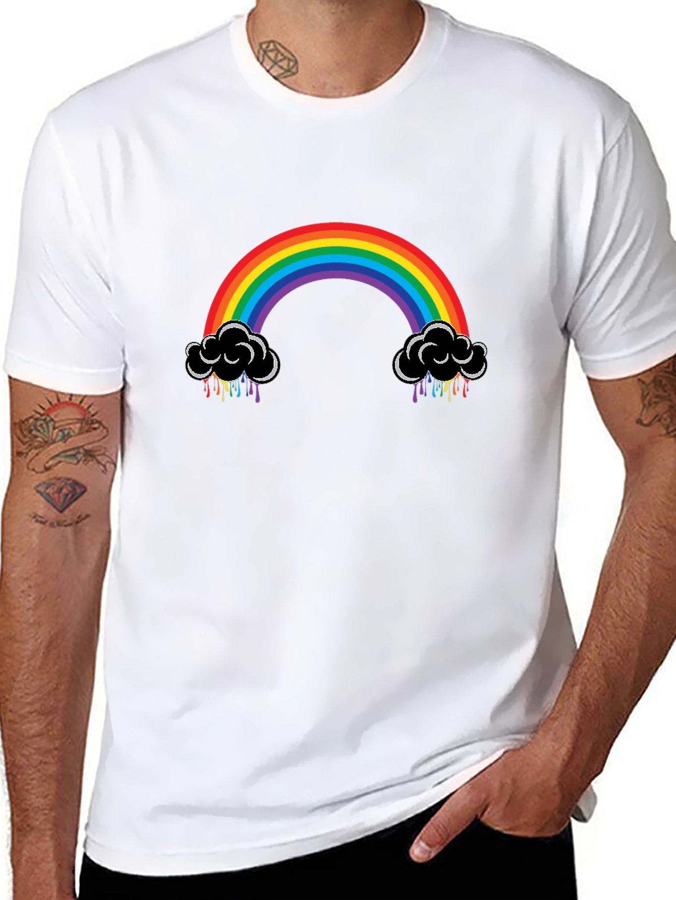 Rainbow Cloud Black T-Shirt