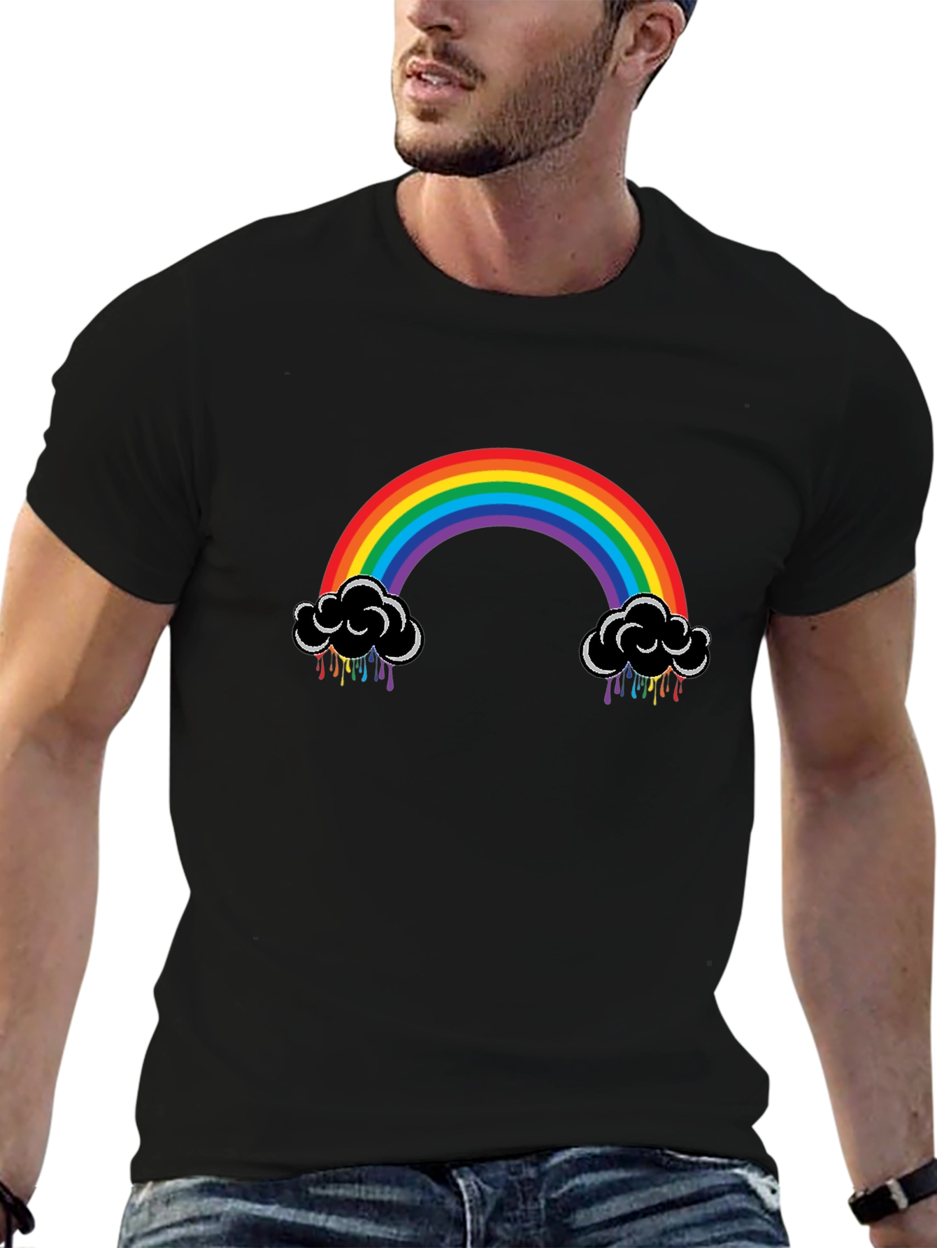 Rainbow Cloud Black T-Shirt