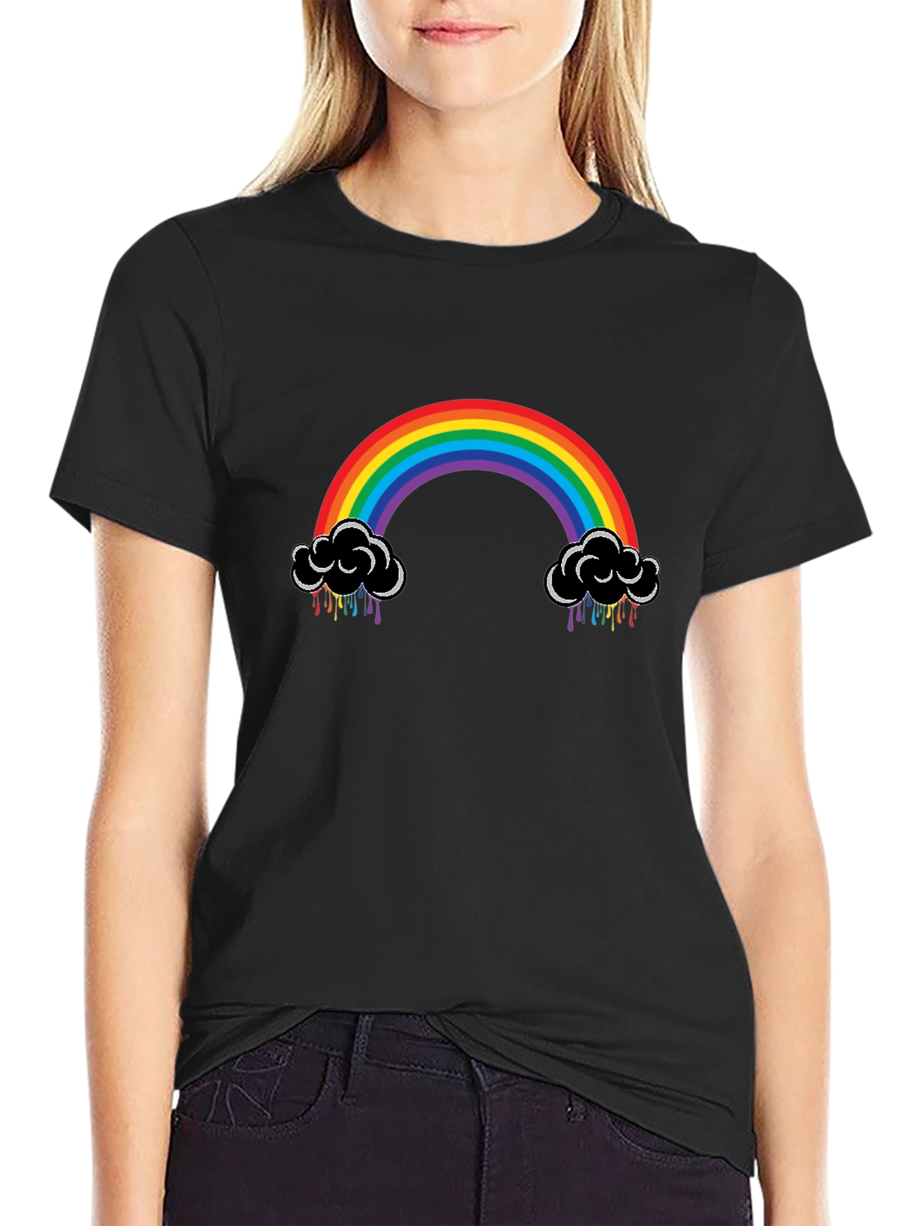 Rainbow Cloud Black T-Shirt