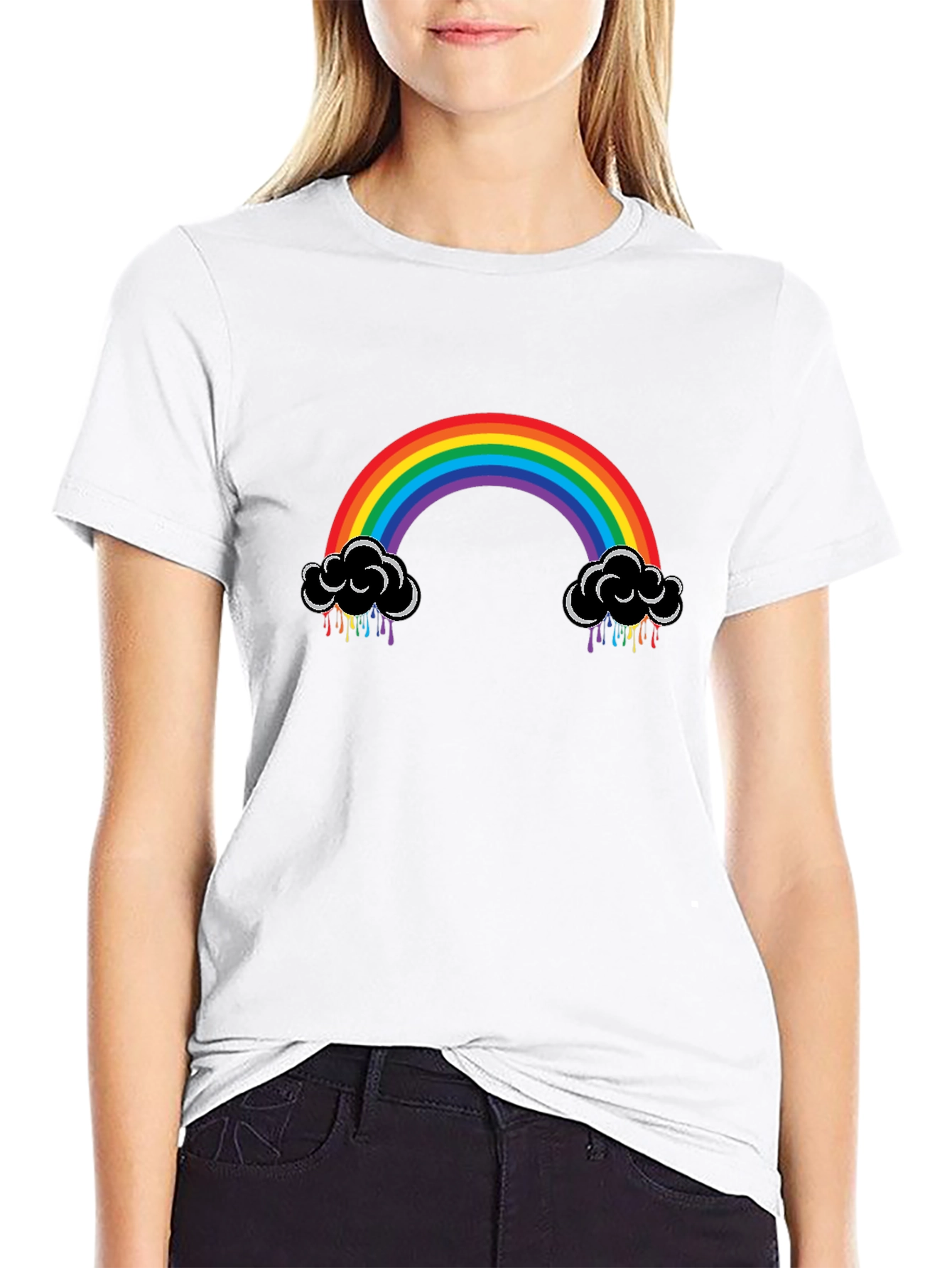 Rainbow Cloud Black T-Shirt