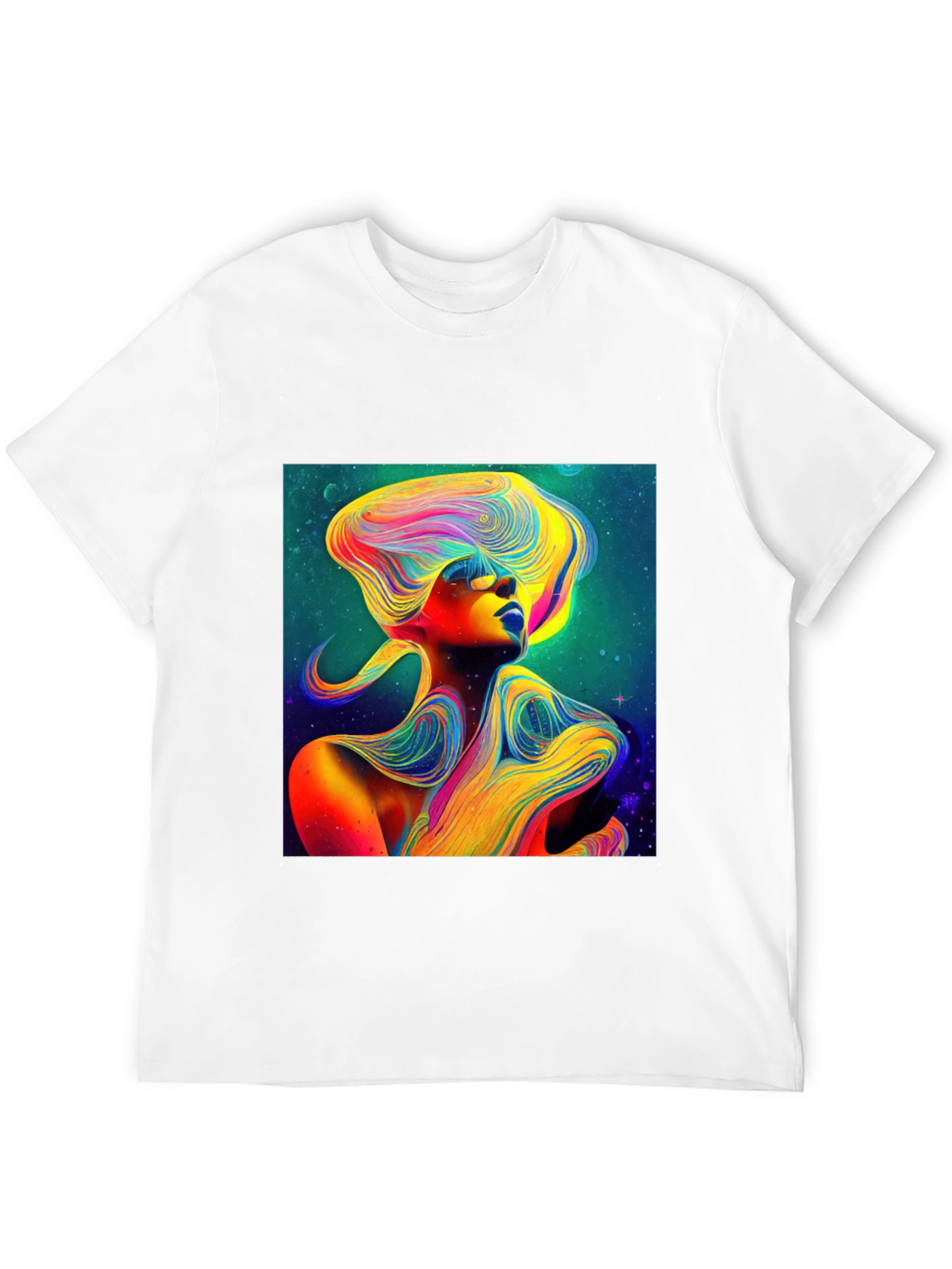 Vibrant Abstract Woman Graphic Tee - Unique Art Shirt