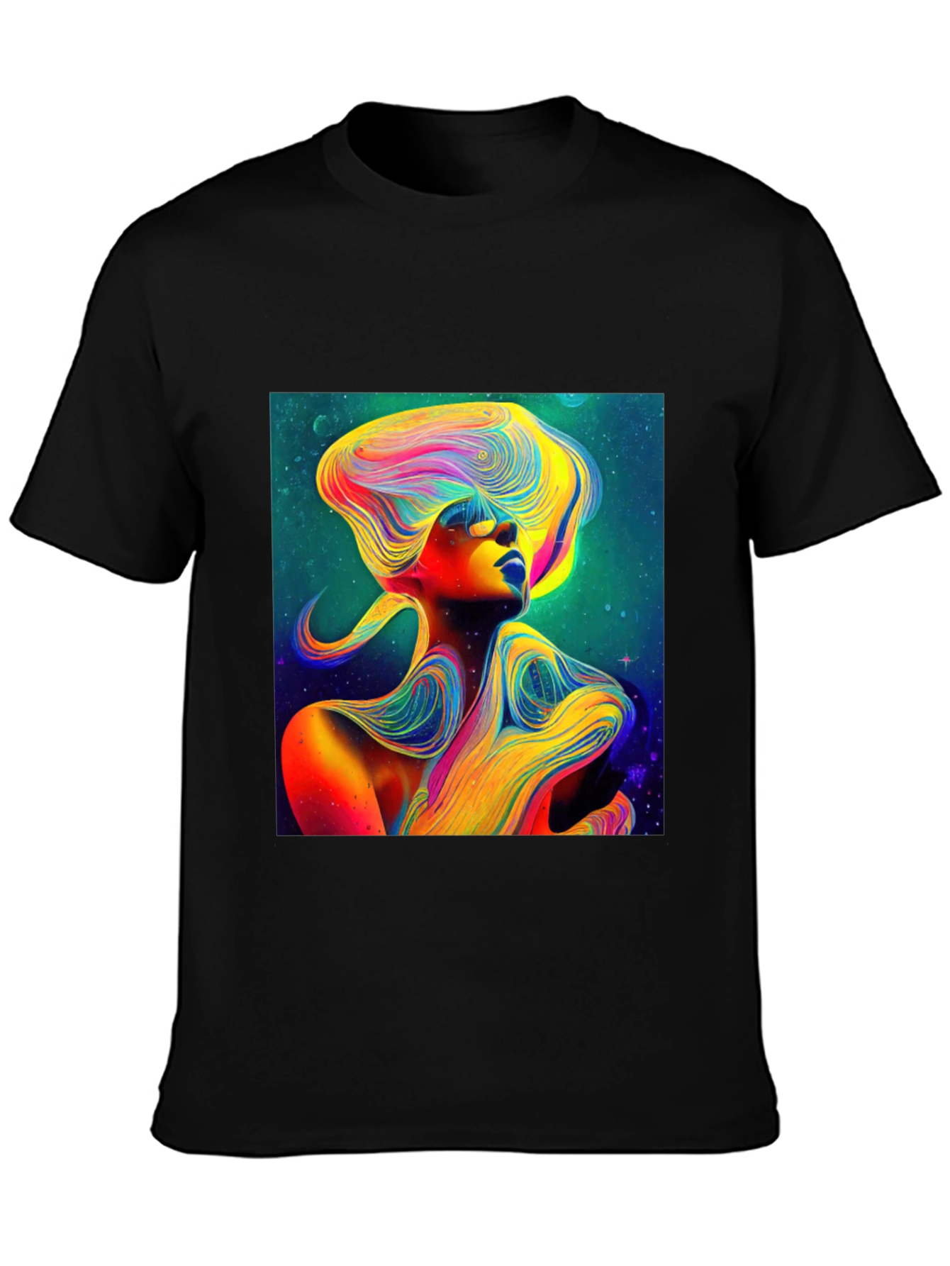 Vibrant Abstract Woman Graphic Tee - Unique Art Shirt