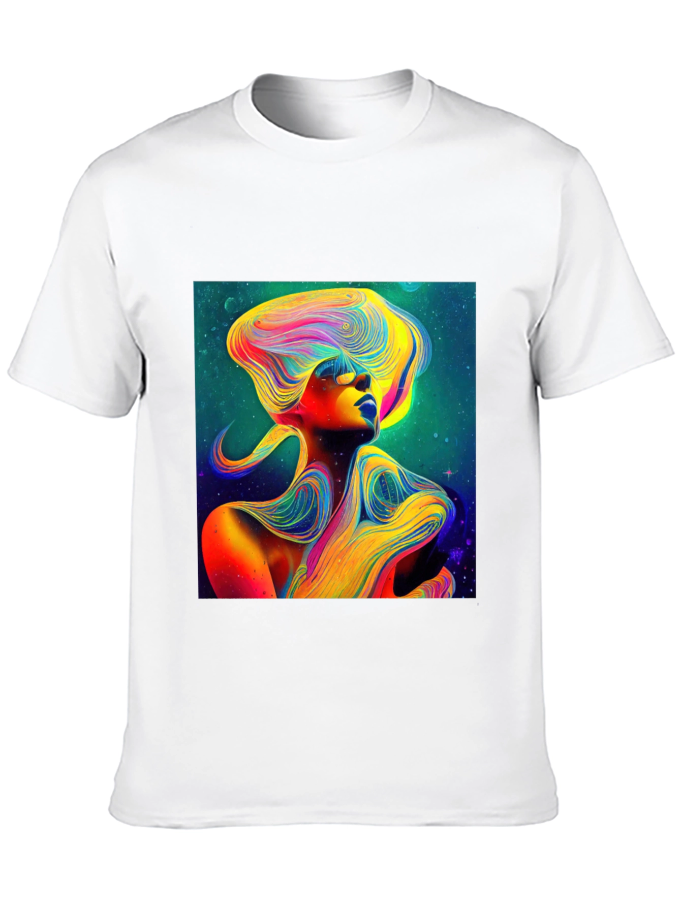 Vibrant Abstract Woman Graphic Tee - Unique Art Shirt