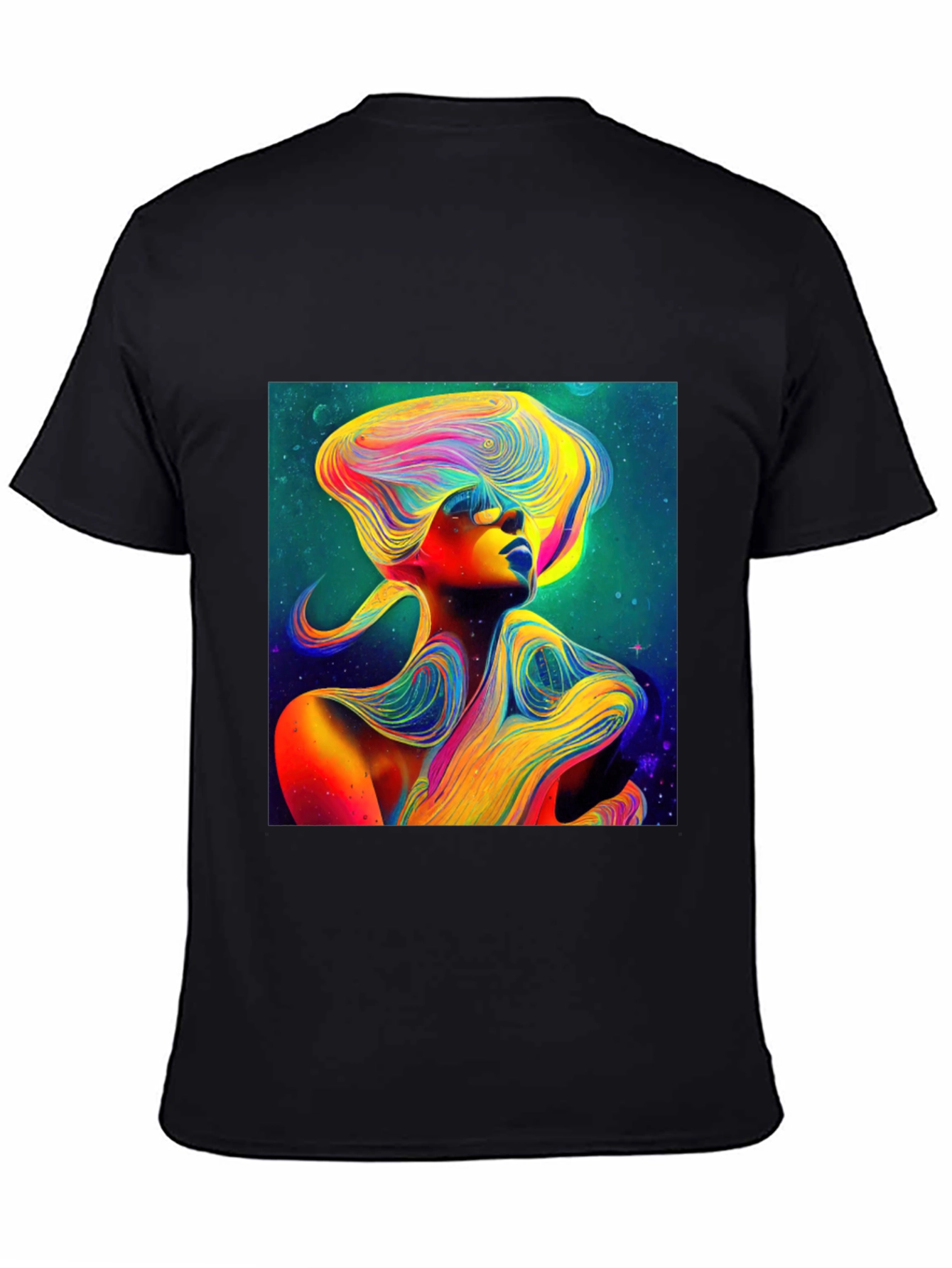 Vibrant Abstract Woman Graphic Tee - Unique Art Shirt