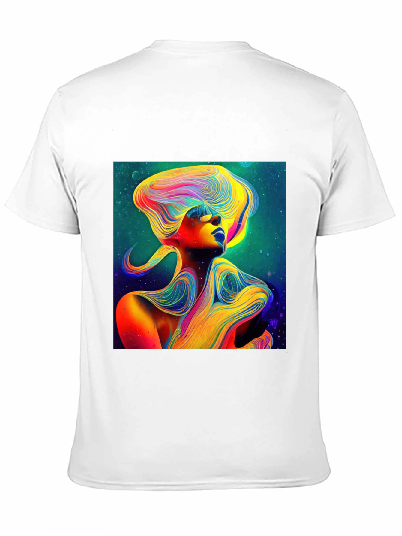 Vibrant Abstract Woman Graphic Tee - Unique Art Shirt