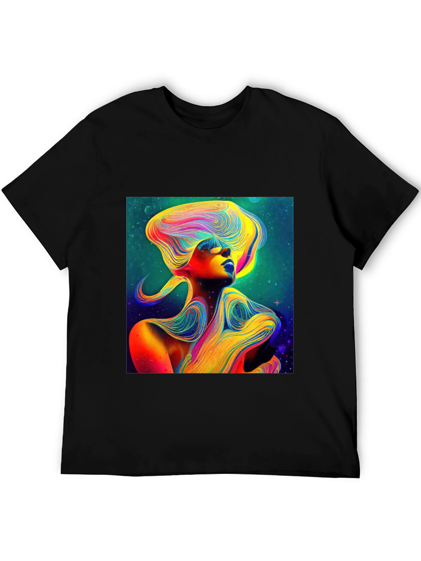 Vibrant Abstract Woman Graphic Tee - Unique Art Shirt