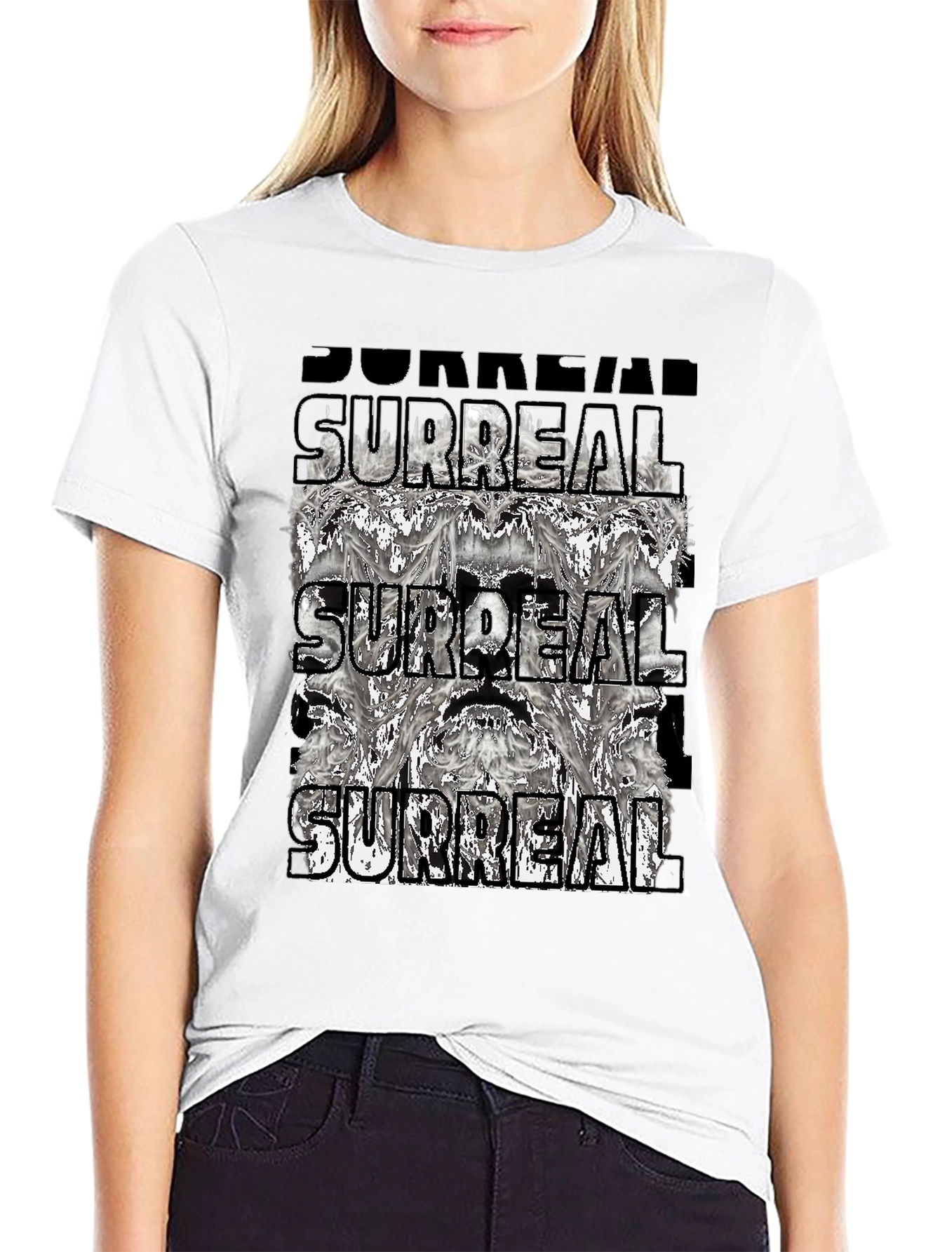 Surreal Graphic Print Tee - Black Cotton