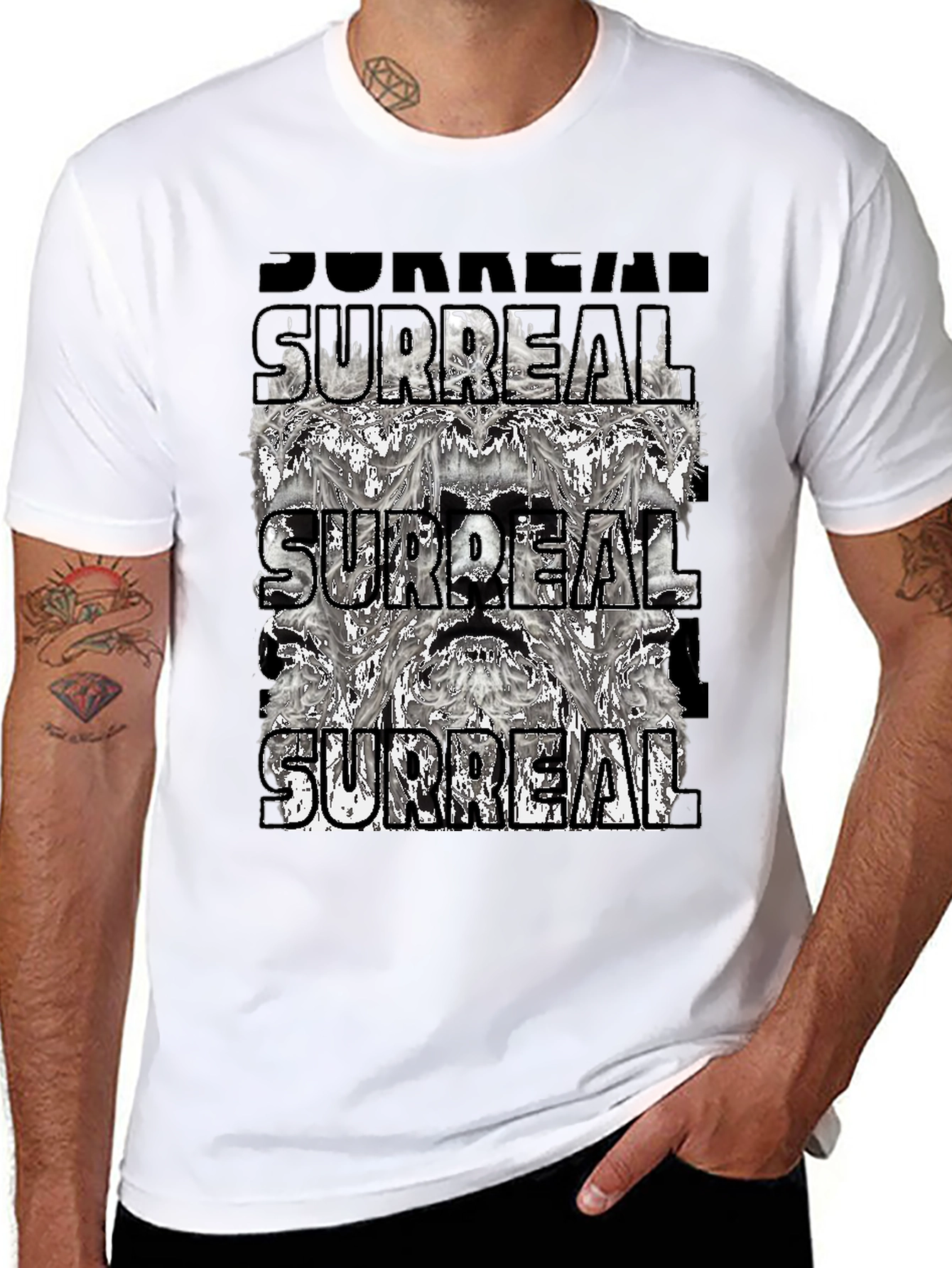 Surreal Graphic Print Tee - Black Cotton