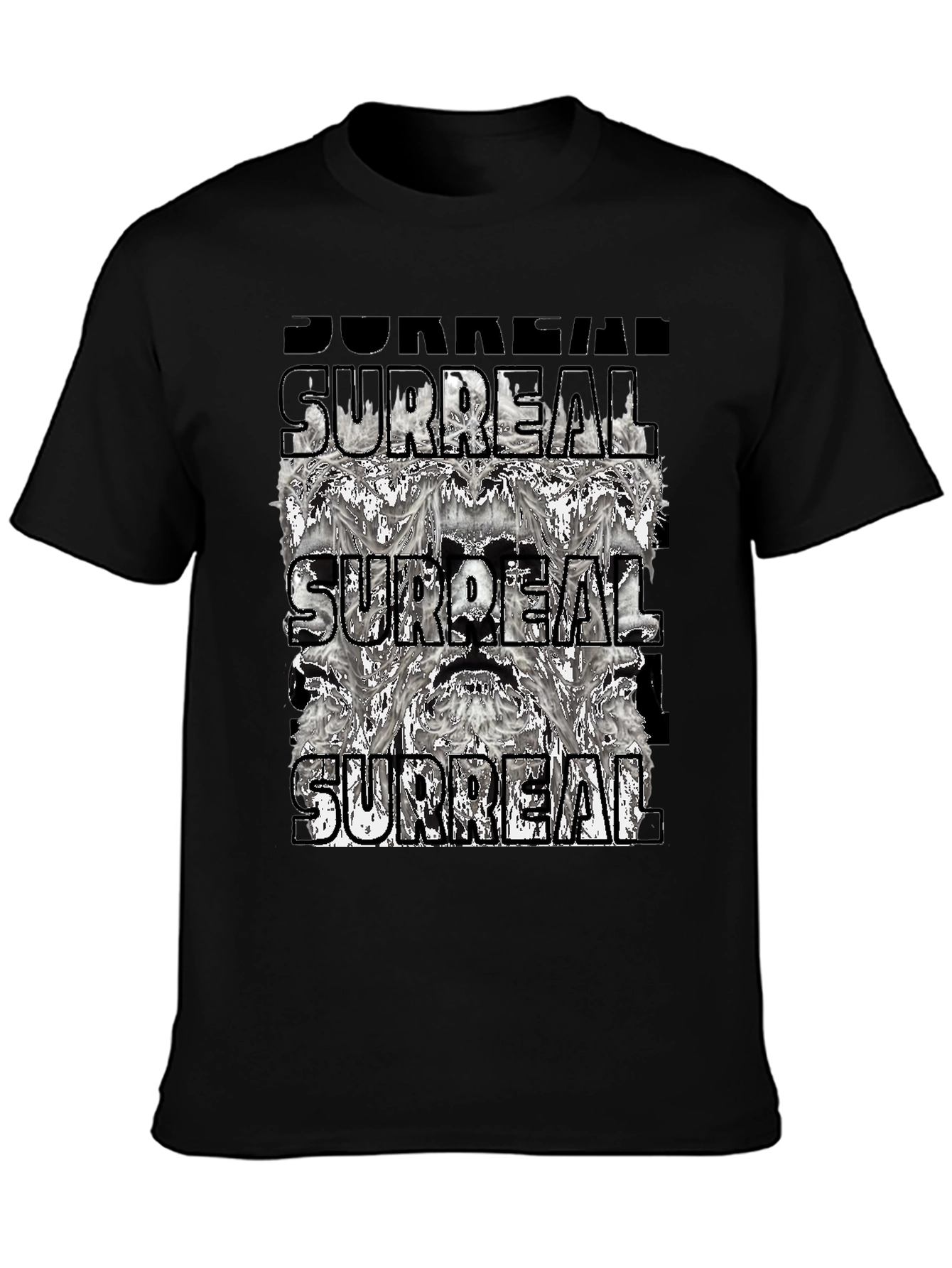 Surreal Graphic Print Tee - Black Cotton