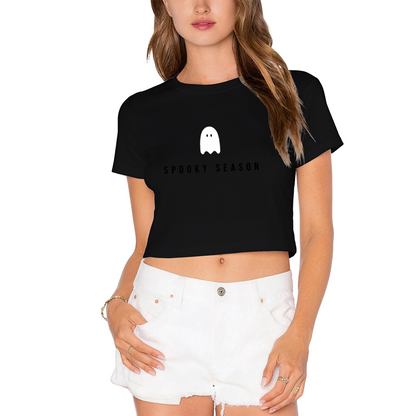 Minimal Ghost Spooky Season Halloween Cropped Top