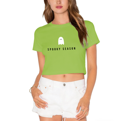 Minimal Ghost Spooky Season Halloween Cropped Top