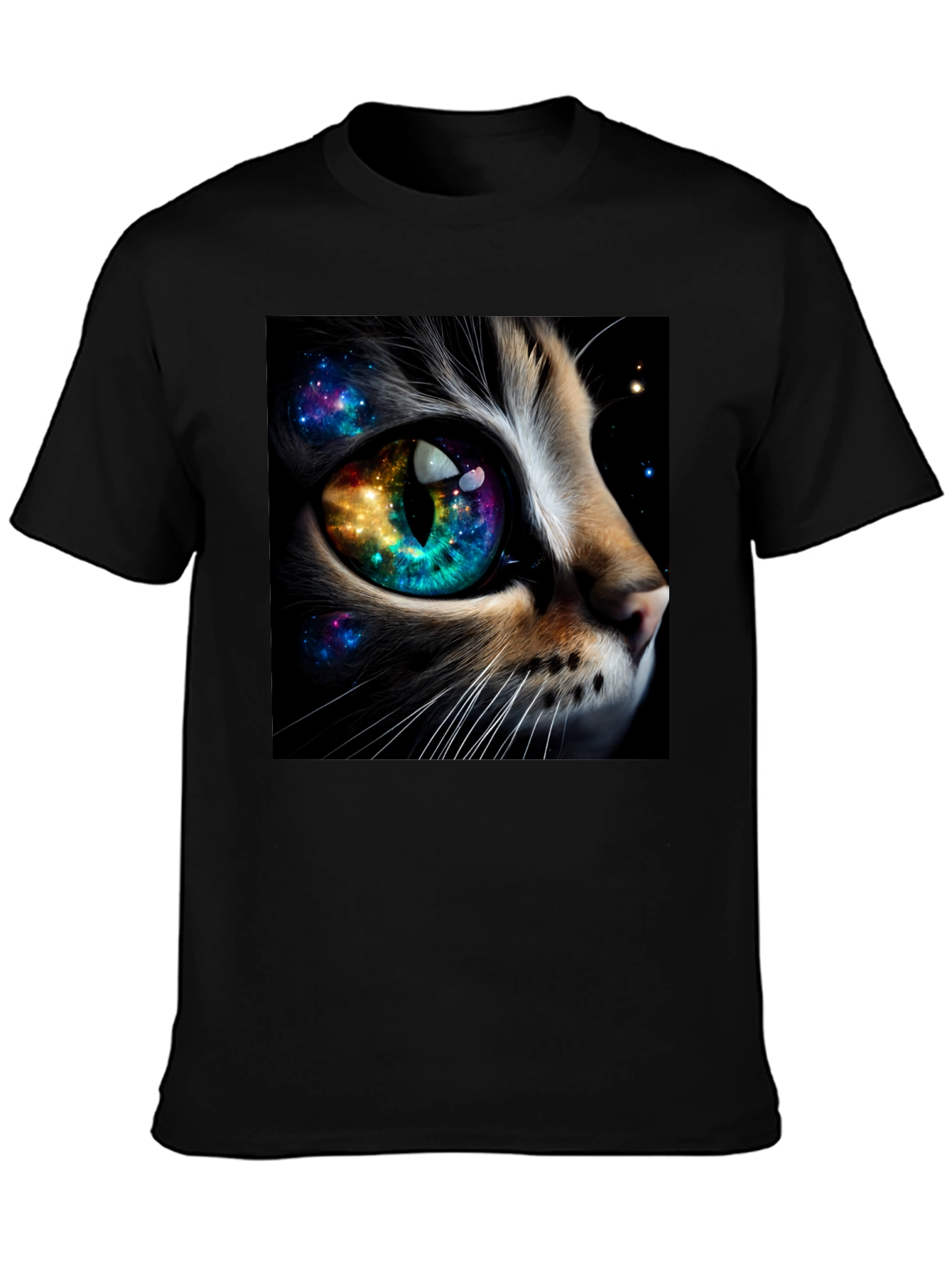 Cosmic Cat Eye T-Shirt - Unique Galaxy Design