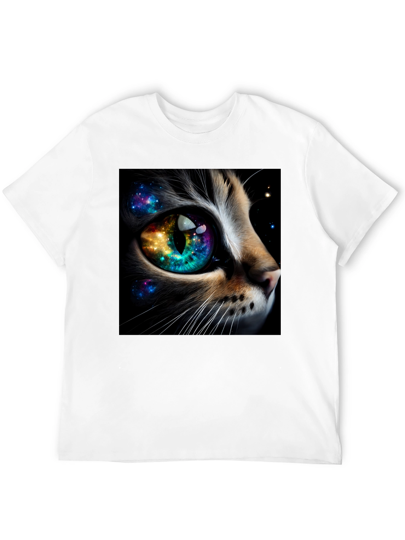Cosmic Cat Eye T-Shirt - Unique Galaxy Design