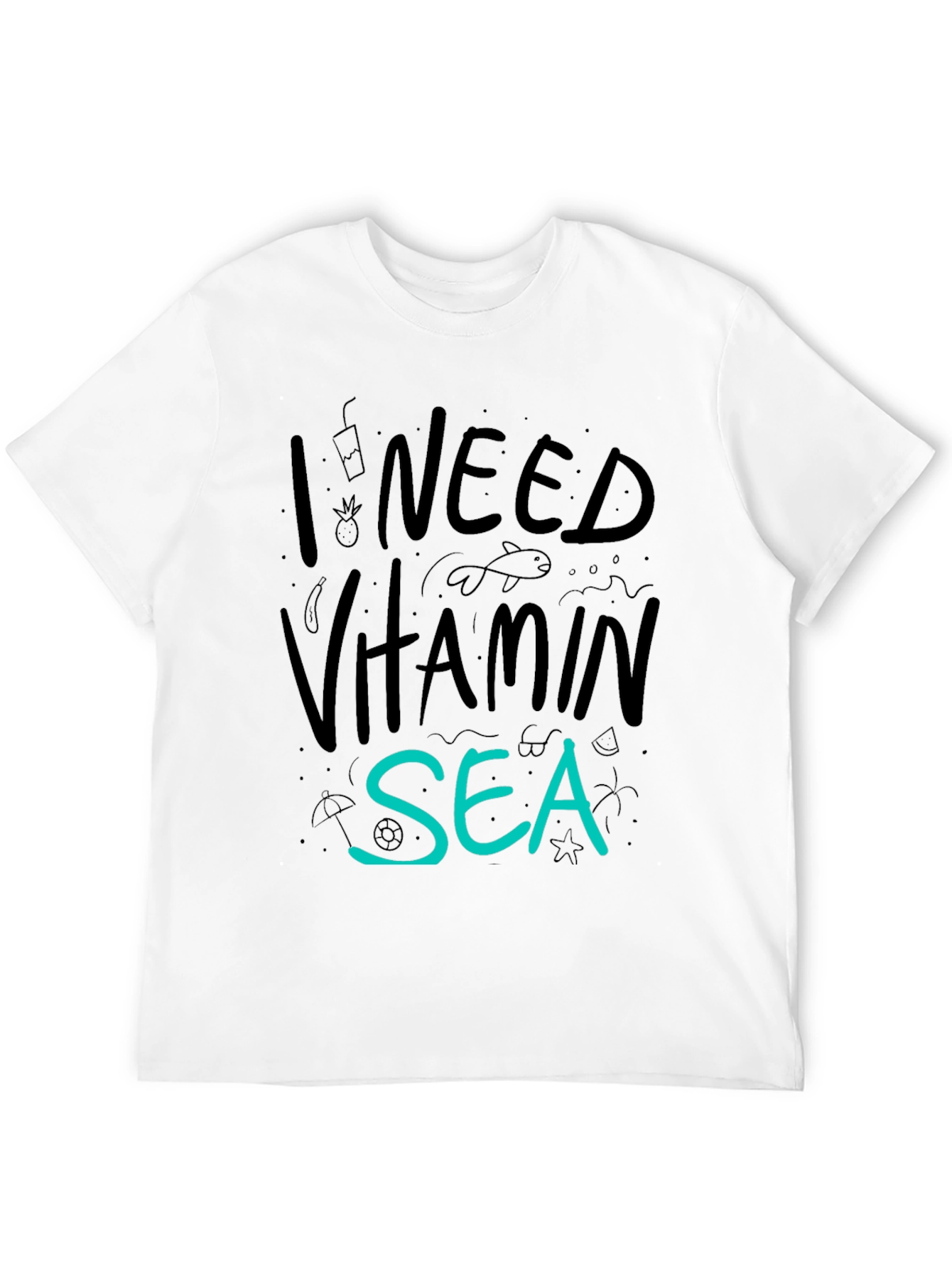 I Need Vitamin Sea T-Shirt - Black Cotton Tee