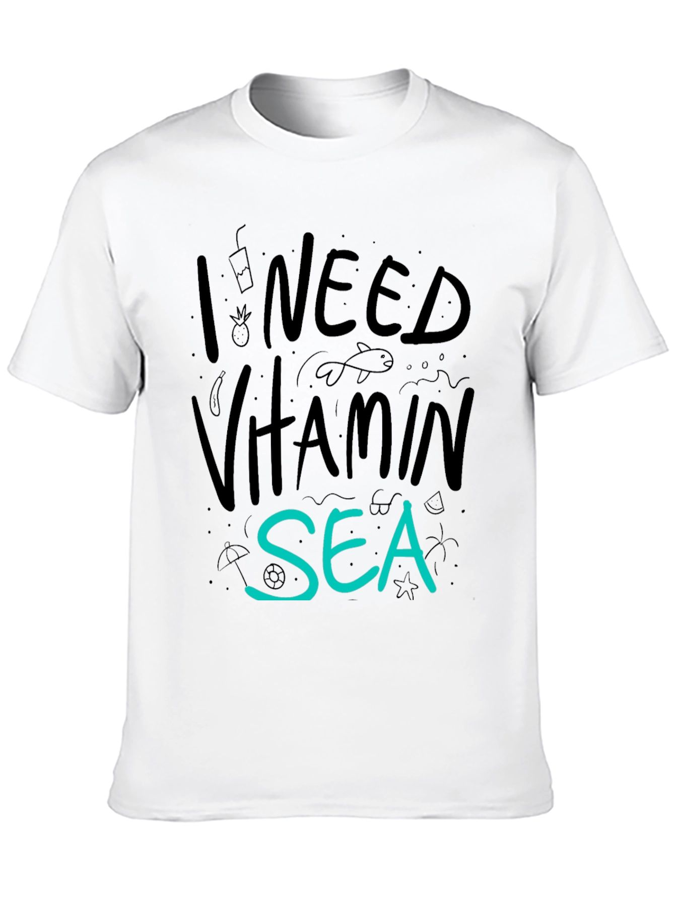 I Need Vitamin Sea T-Shirt - Black Cotton Tee
