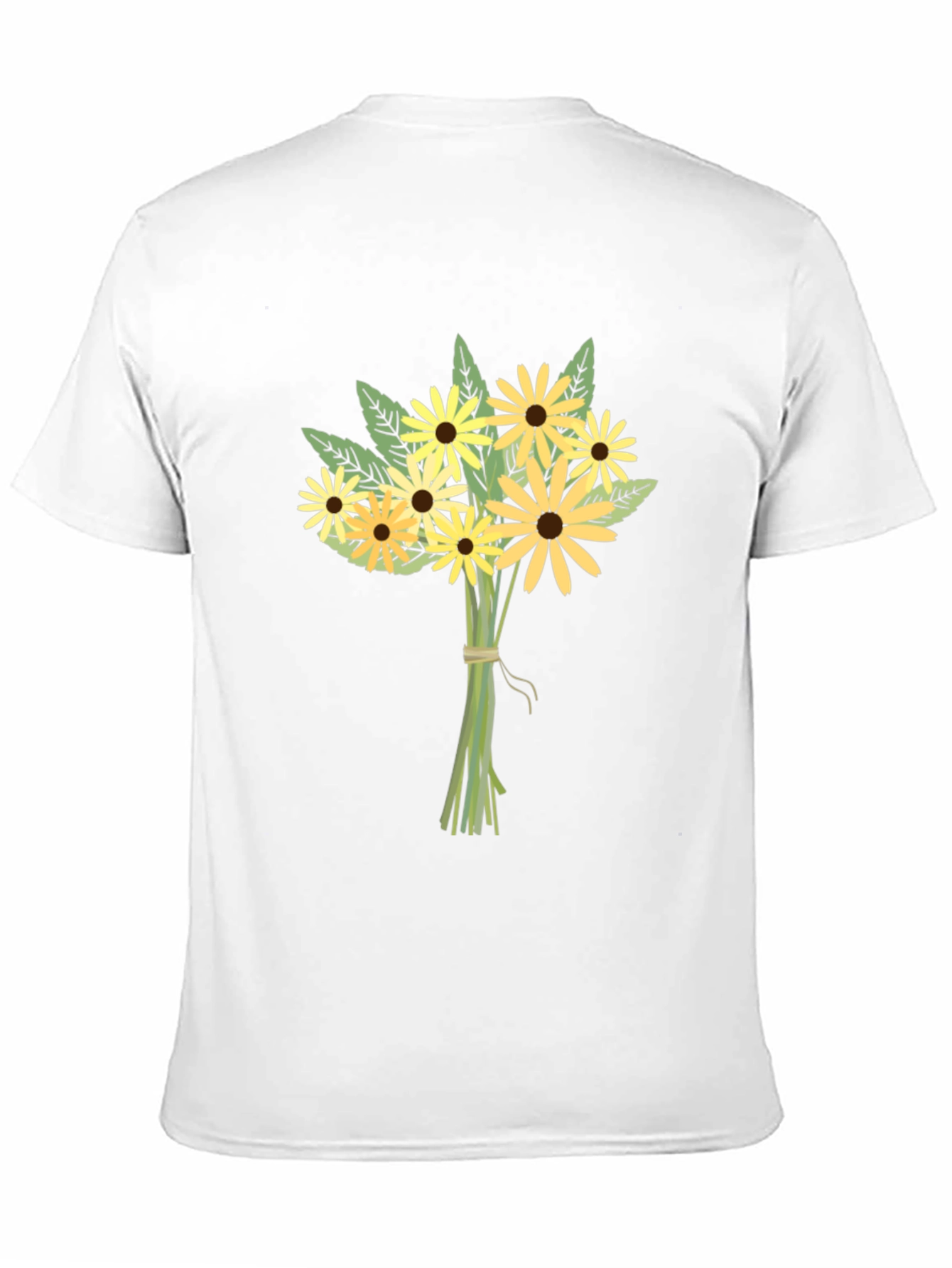 Floral Bouquet Graphic Tee - Black Cotton Casual