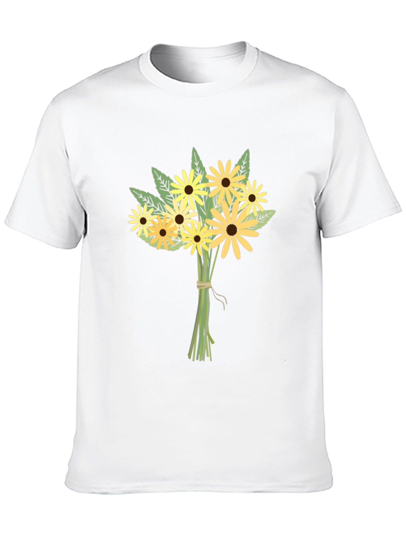 Floral Bouquet Graphic Tee - Black Cotton Casual