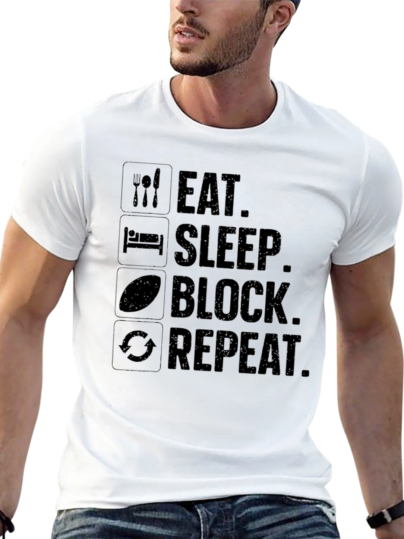 Eat Sleep Block Repeat Graphic Tee