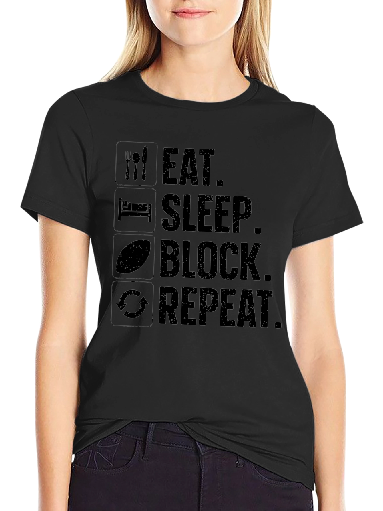 Eat Sleep Block Repeat Graphic Tee