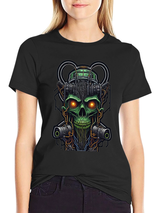 Cyberpunk Skull Graphic Tee - Unique Techwear Design