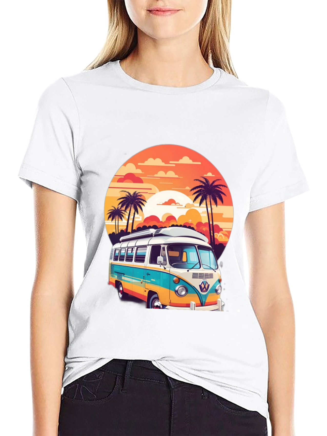 Retro VW Bus Sunset Graphic Tee