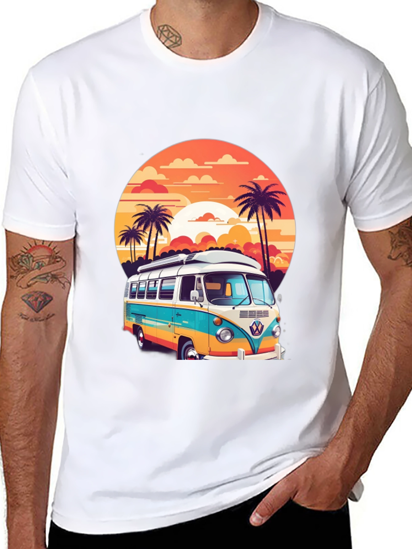 Retro VW Bus Sunset Graphic Tee
