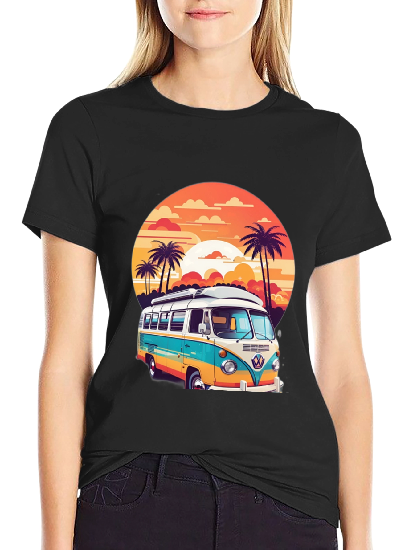 Retro VW Bus Sunset Graphic Tee