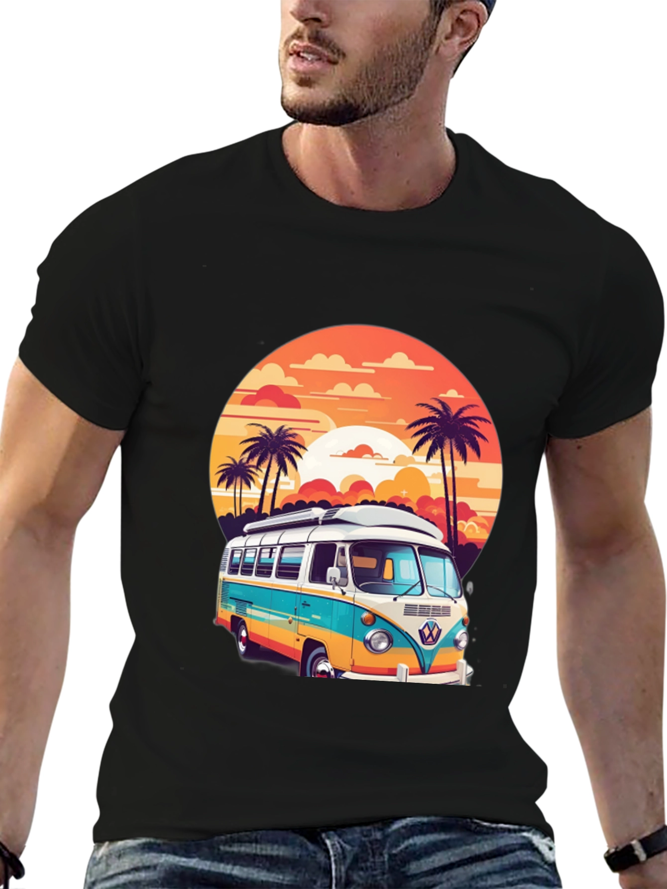 Retro VW Bus Sunset Graphic Tee