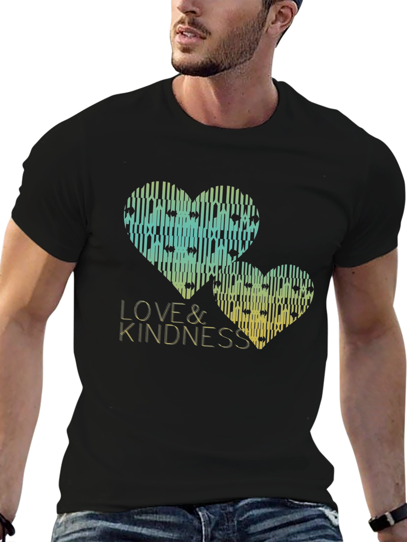 Love & Kindness Heart Graphic Black T-Shirt