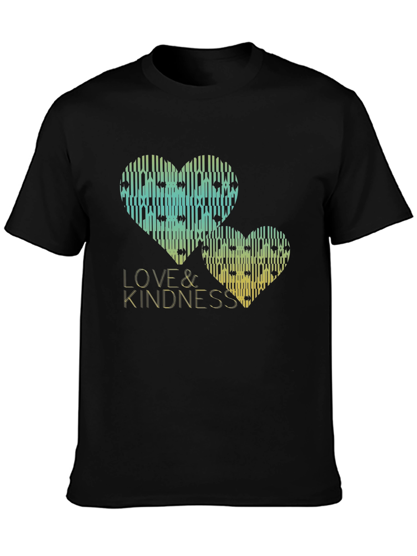 Love & Kindness Heart Graphic Black T-Shirt