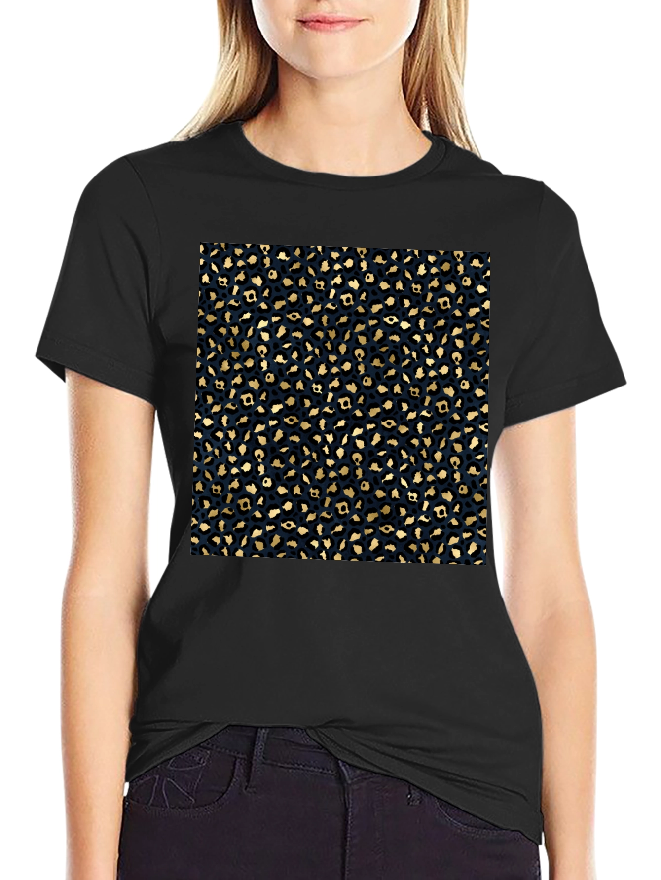 Stylish Leopard Print T-Shirt - Casual Black Tee