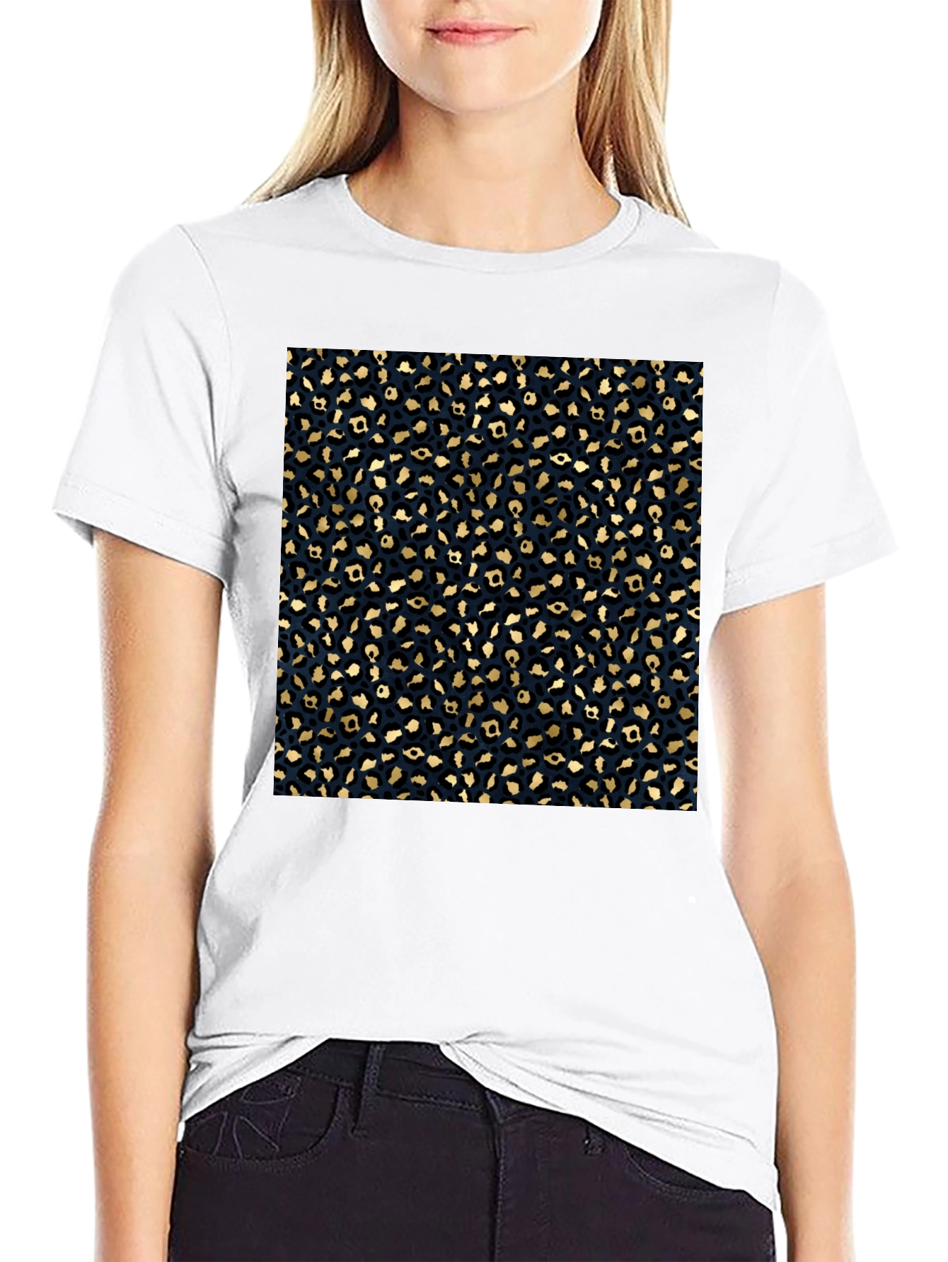 Stylish Leopard Print T-Shirt - Casual Black Tee