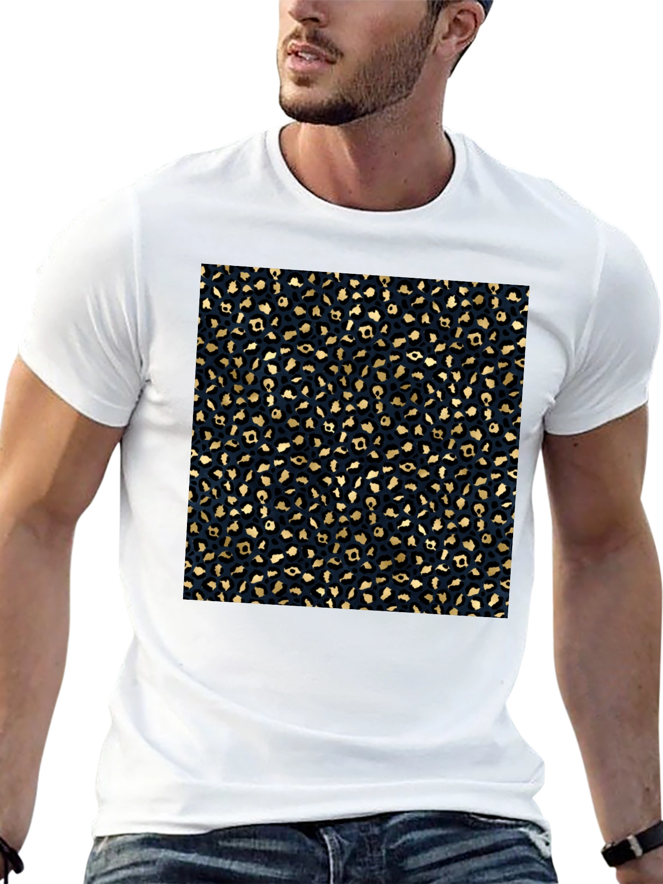 Stylish Leopard Print T-Shirt - Casual Black Tee