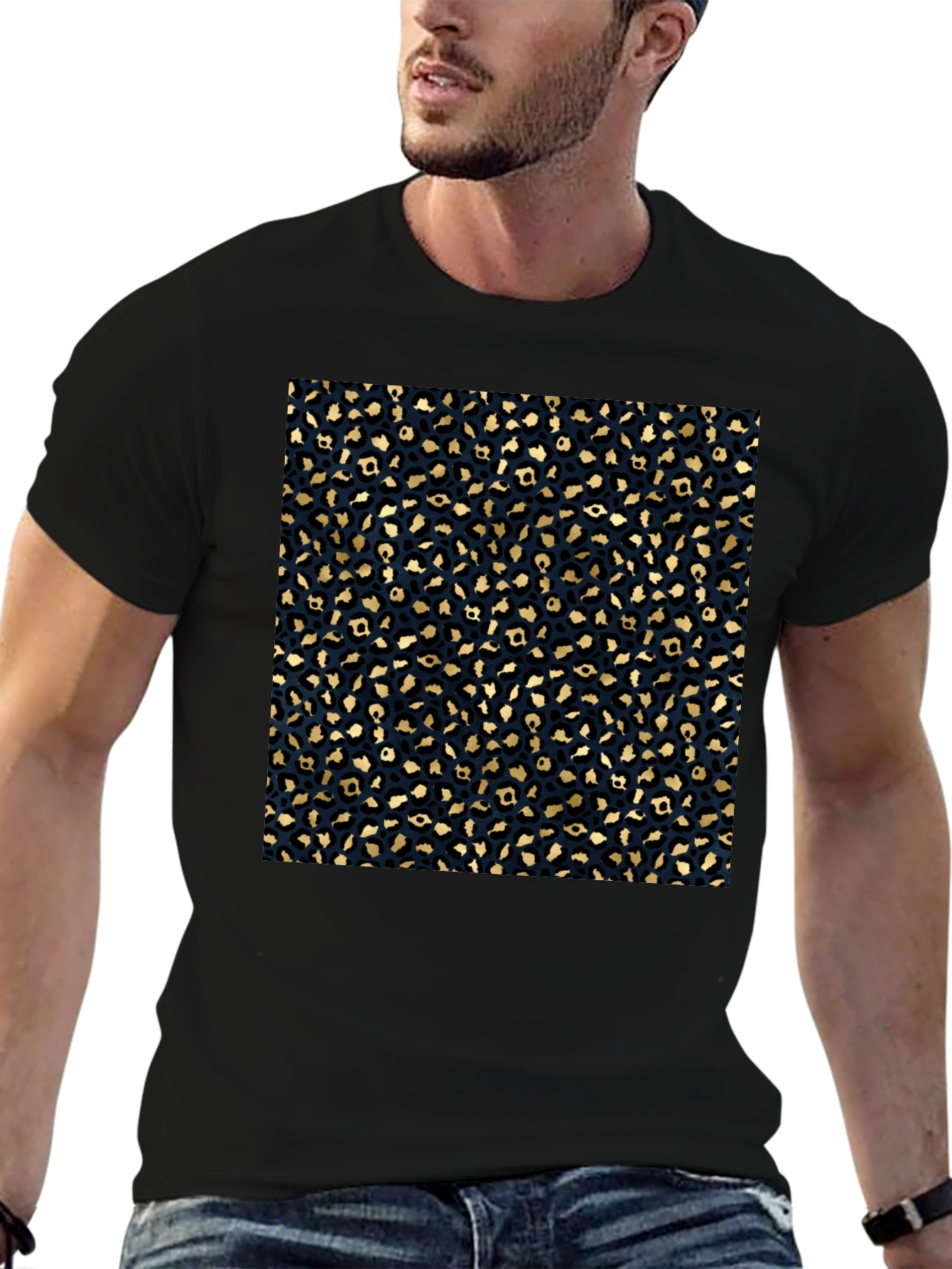 Stylish Leopard Print T-Shirt - Casual Black Tee