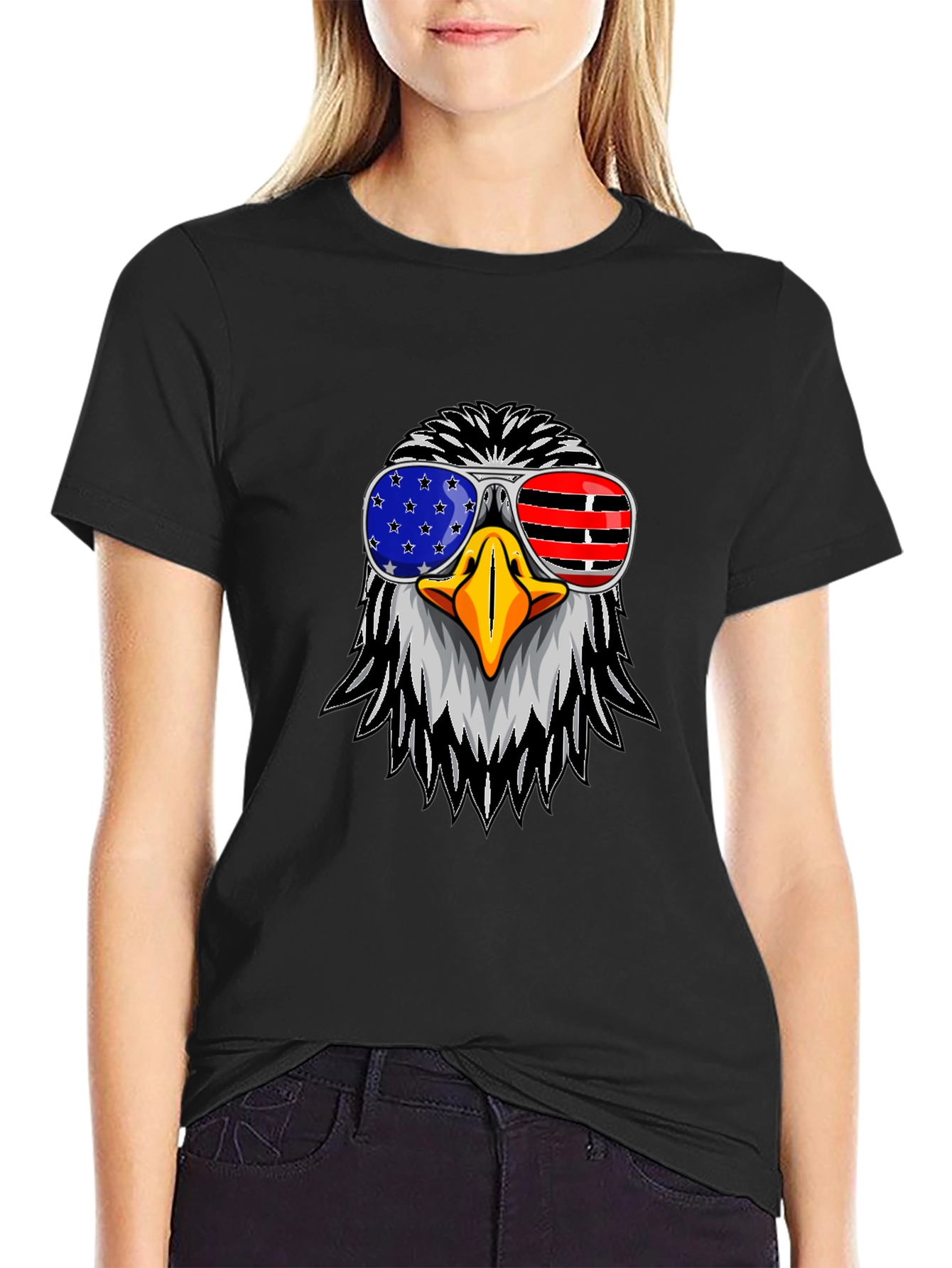 American Eagle USA Flag Sunglasses Graphic T-Shirt