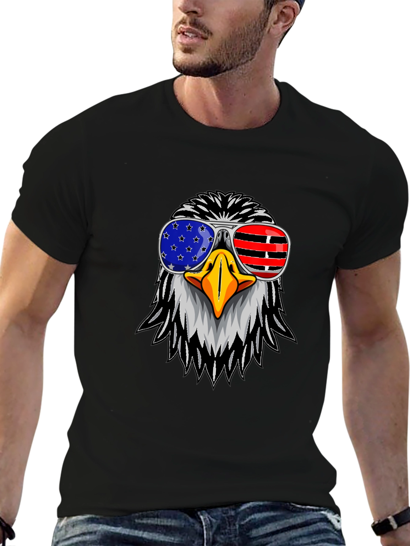 American Eagle USA Flag Sunglasses Graphic T-Shirt