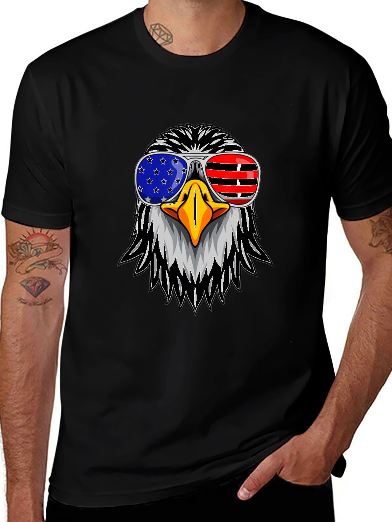 American Eagle USA Flag Sunglasses Graphic T-Shirt