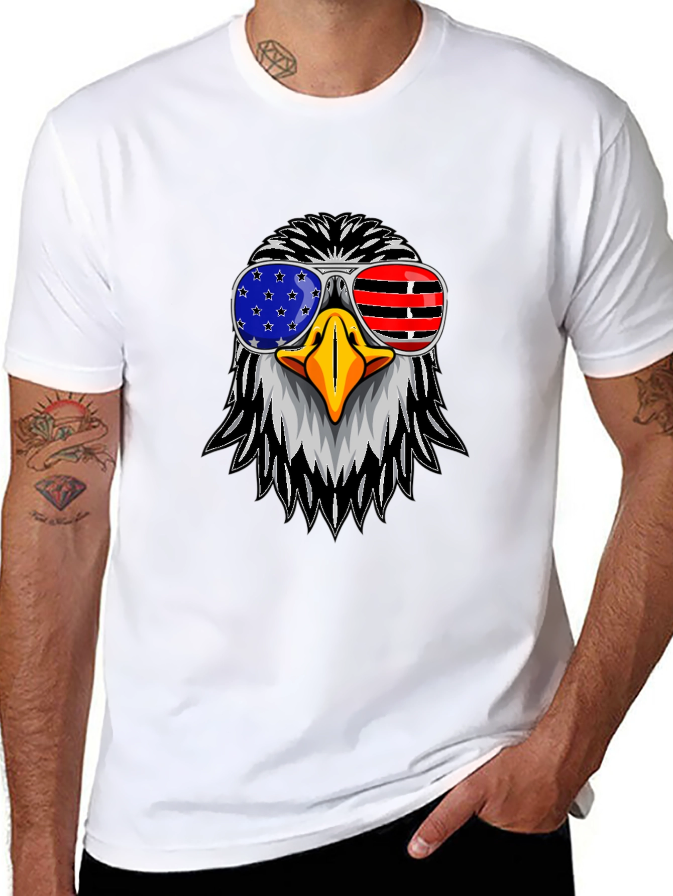 American Eagle USA Flag Sunglasses Graphic T-Shirt
