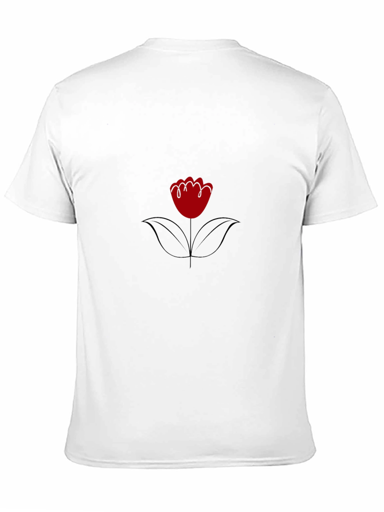 Black T-Shirt with Red Flower Graphic