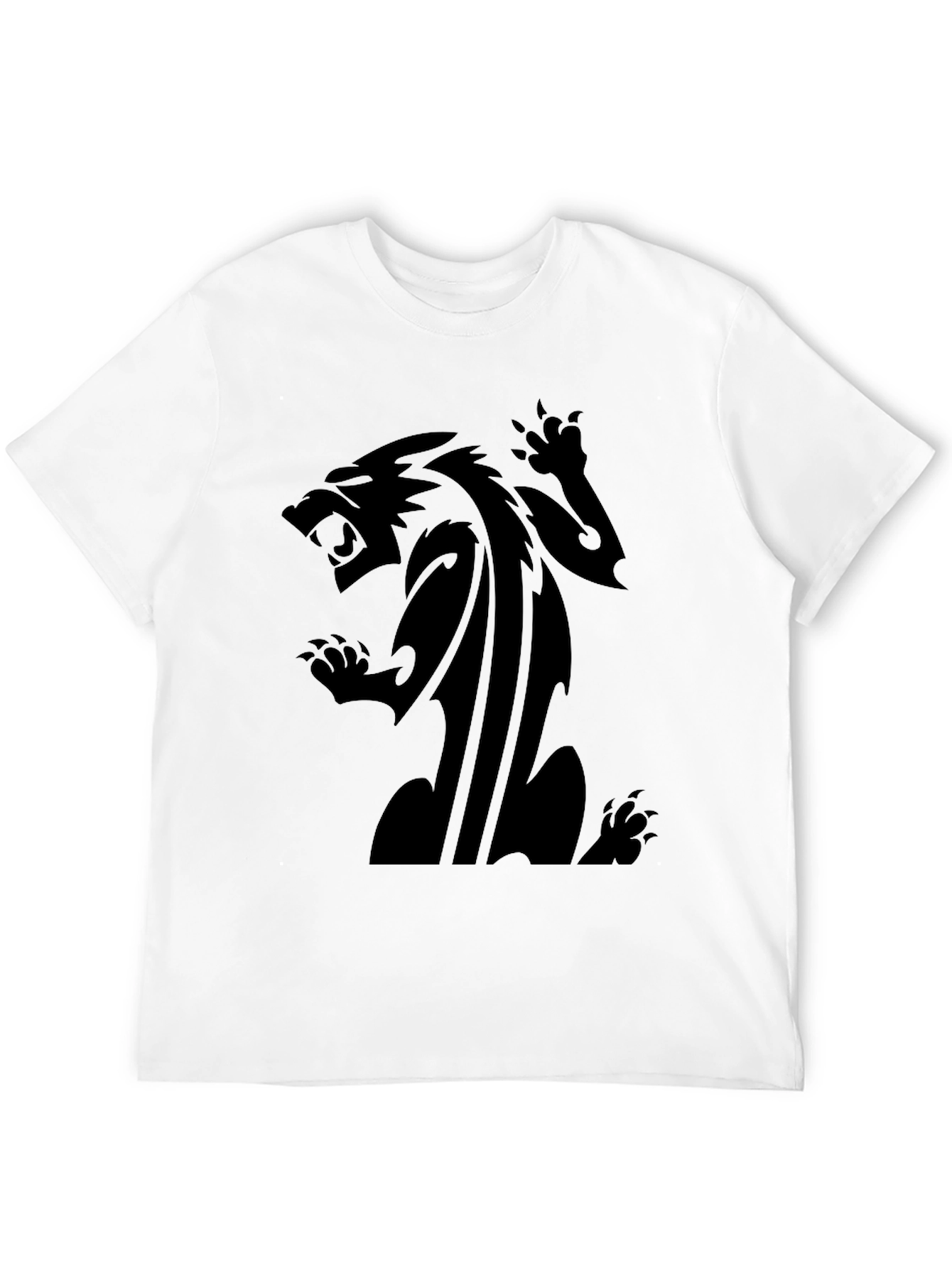 Mens Black T-Shirt with Fierce Animal Graphic