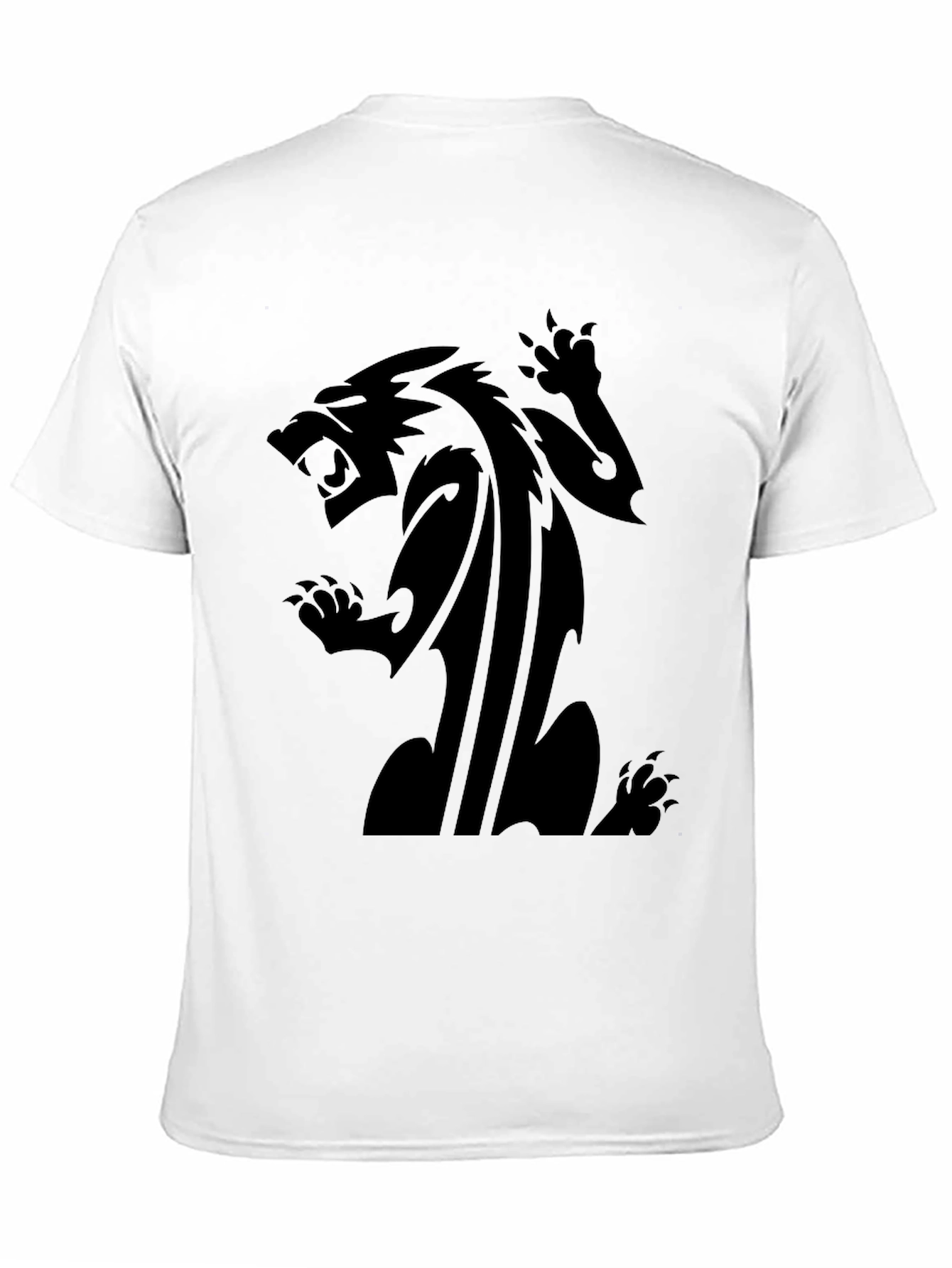 Mens Black T-Shirt with Fierce Animal Graphic