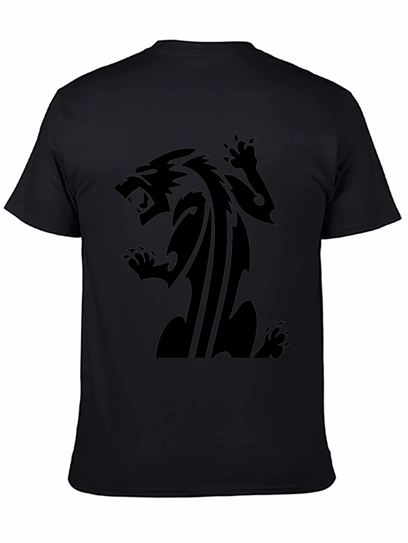 Mens Black T-Shirt with Fierce Animal Graphic