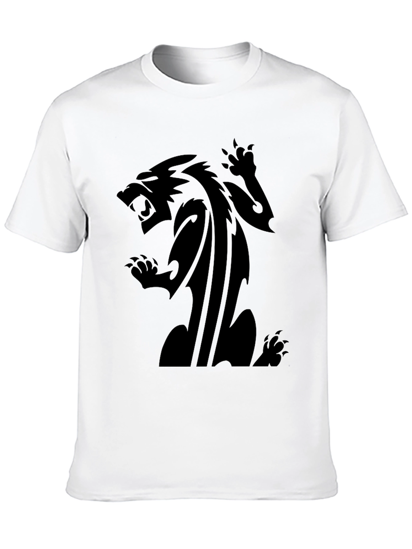 Mens Black T-Shirt with Fierce Animal Graphic