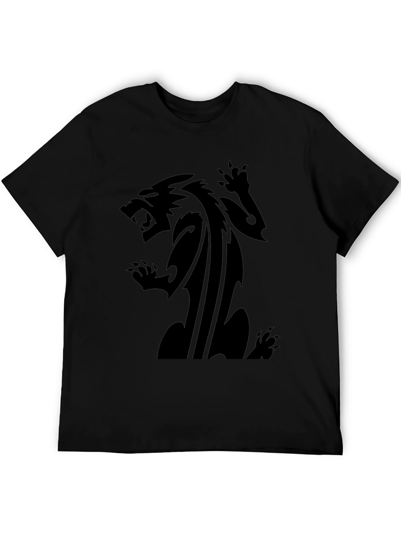 Mens Black T-Shirt with Fierce Animal Graphic