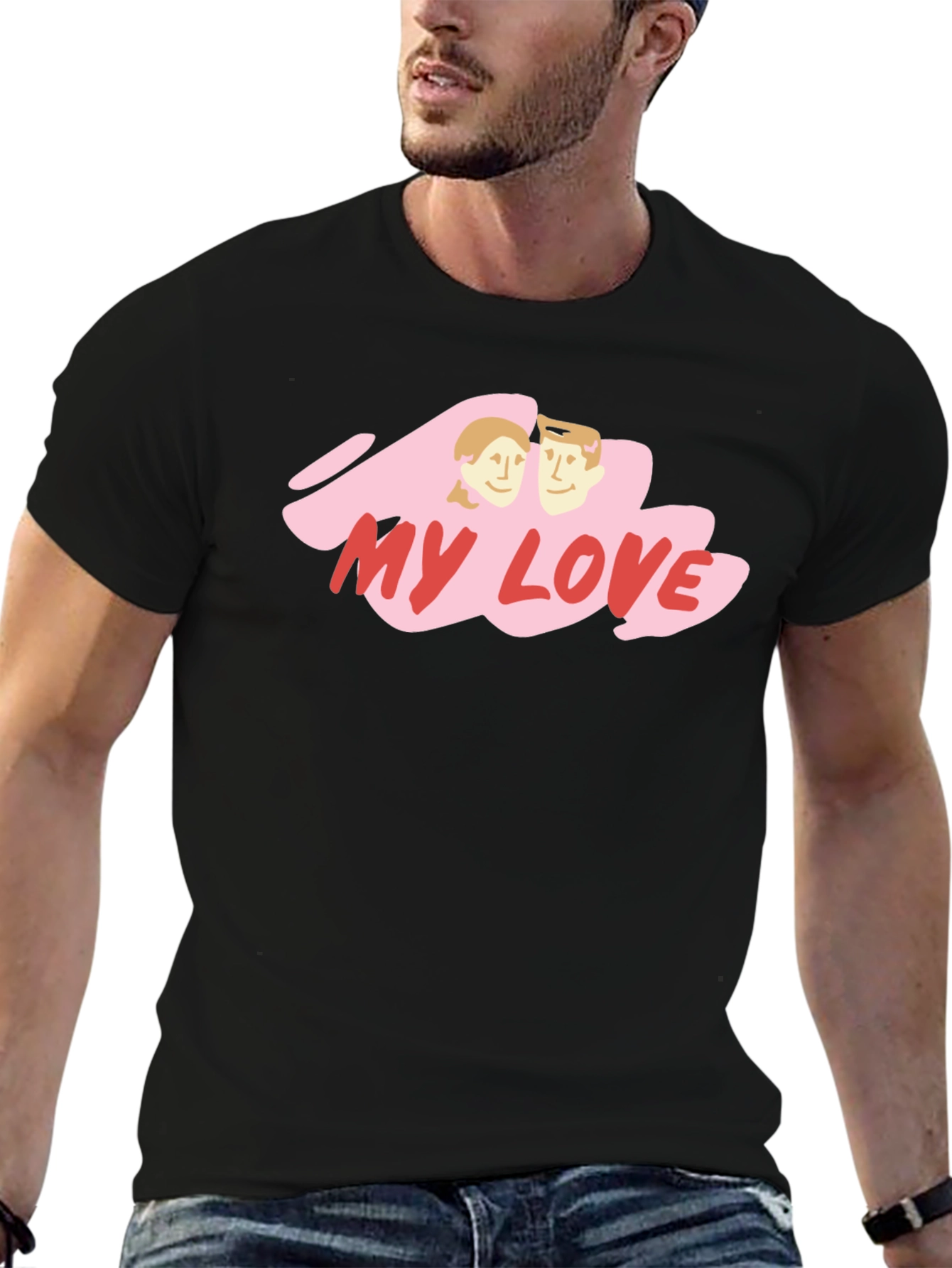 My Love Graphic Print Black T-Shirt