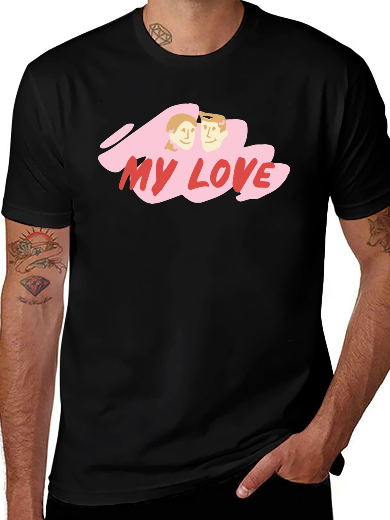 My Love Graphic Print Black T-Shirt