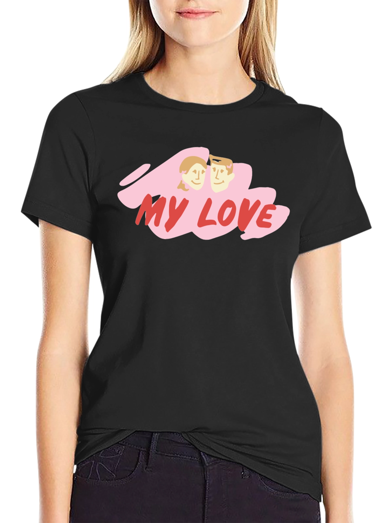 My Love Graphic Print Black T-Shirt