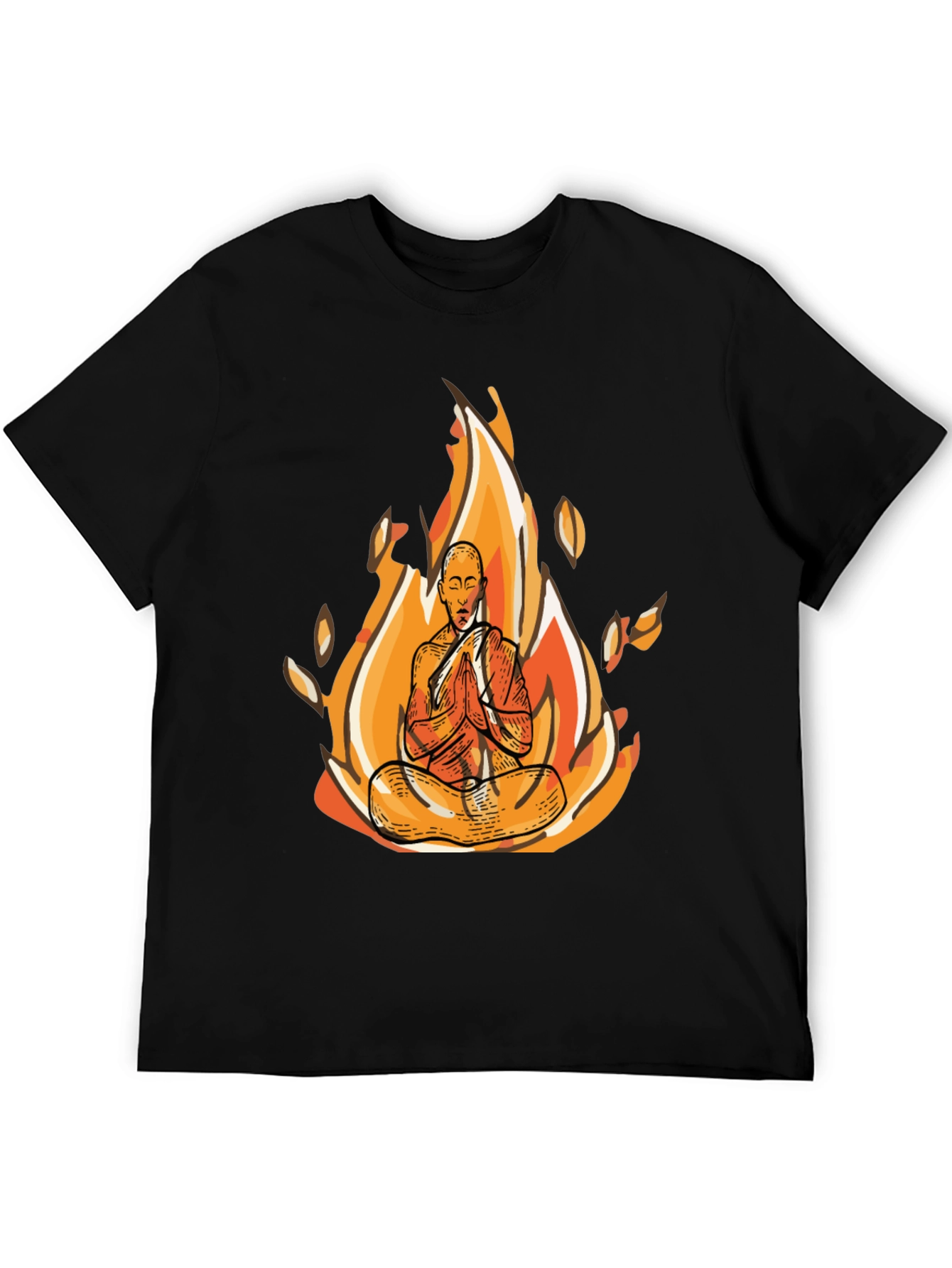 Zen Monk Fire Graphic Black T-Shirt